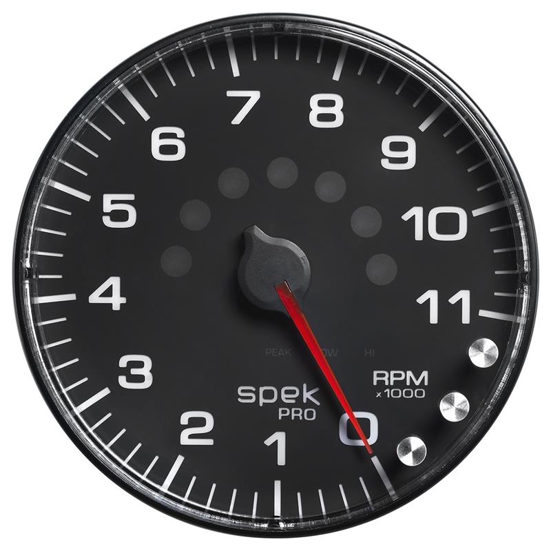 Autometer Spek-Pro Gauge Tachometer 5in 11K Rpm W/Shift Light & Peak Mem Black/Black