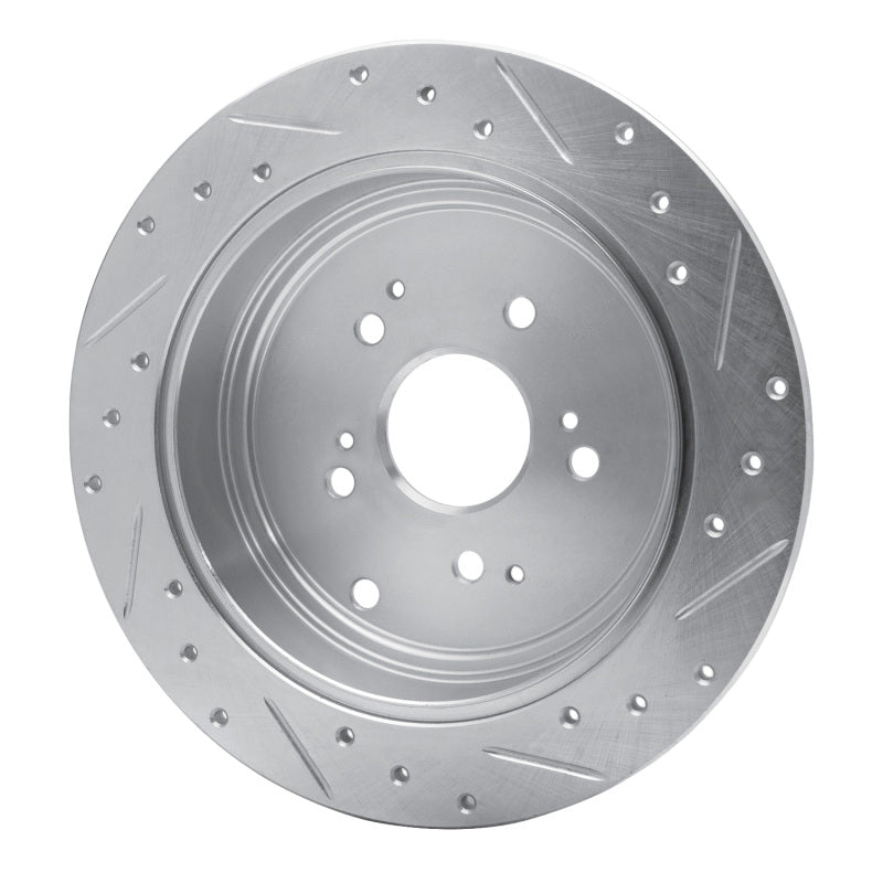 R1 Concepts R1 01-08 Acura MDX Rear Left Drilled & Slotted Silver Brake Rotor