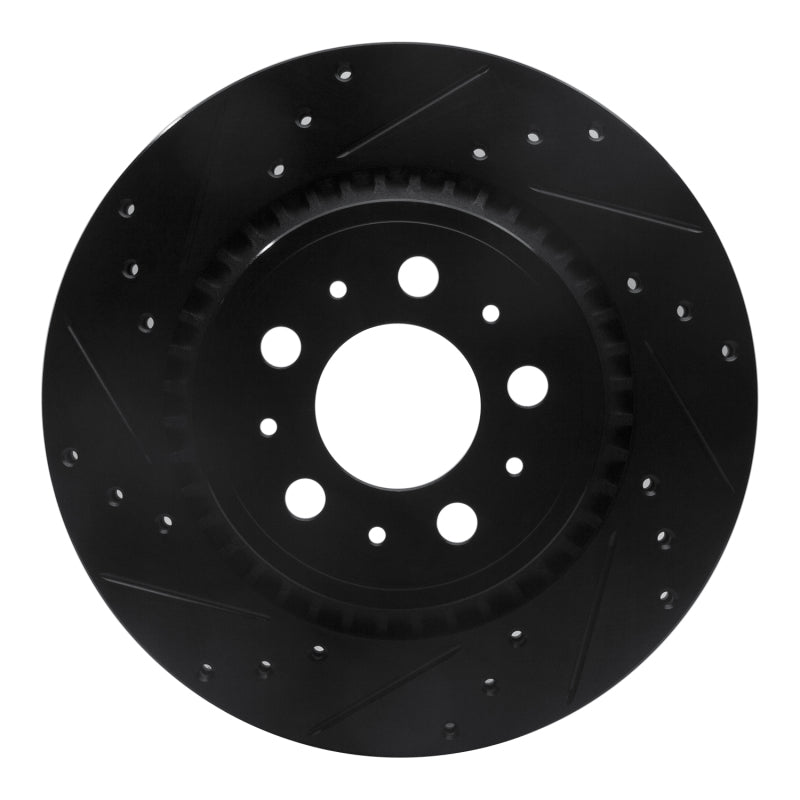 R1 Concepts R1 03-14 Volvo XC90 Rear Left Drilled & Slotted Black Brake Rotor