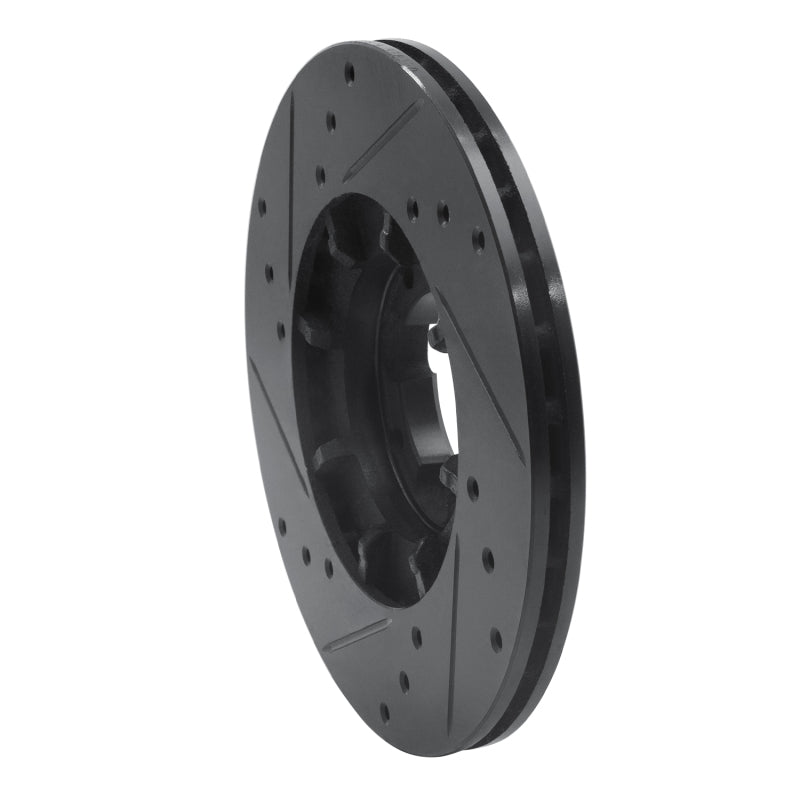 R1 Concepts R1 85-94 Subaru DL Front Right Drilled & Slotted Black Brake Rotor