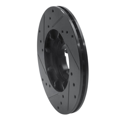 R1 Concepts R1 85-94 Subaru DL Front Right Drilled & Slotted Black Brake Rotor