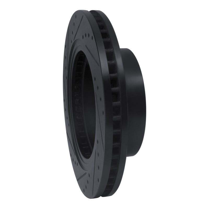 R1 Concepts R1 16-24 Nissan Titan XD Front Right Drilled & Slotted Black Brake Rotor