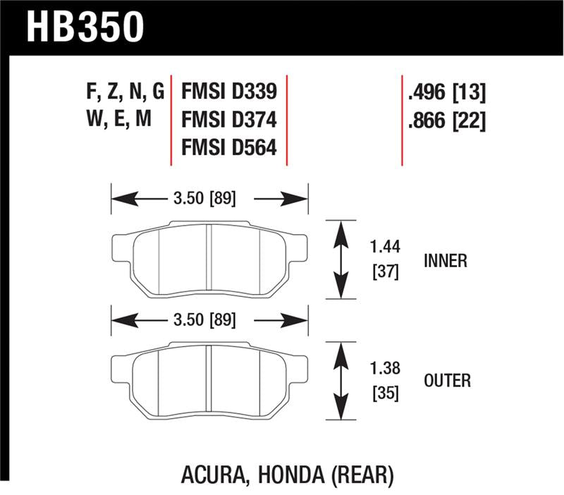 Hawk Performance Hawk 86-01 Acura Integra LS / 99-00 Civic Coupe Si DTC-30 Race Rear Brake Pads
