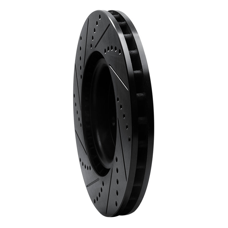 R1 Concepts R1 04-07 Volvo V70 Front Right Drilled & Slotted Black Brake Rotor