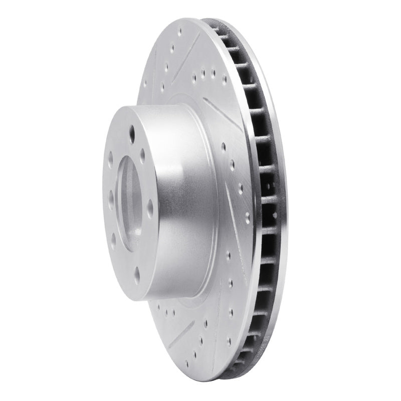 R1 Concepts R1 87-95 BMW 735IL Front Left Drilled & Slotted Silver Brake Rotor