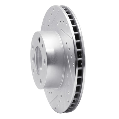 R1 Concepts R1 87-95 BMW 735IL Front Left Drilled & Slotted Silver Brake Rotor
