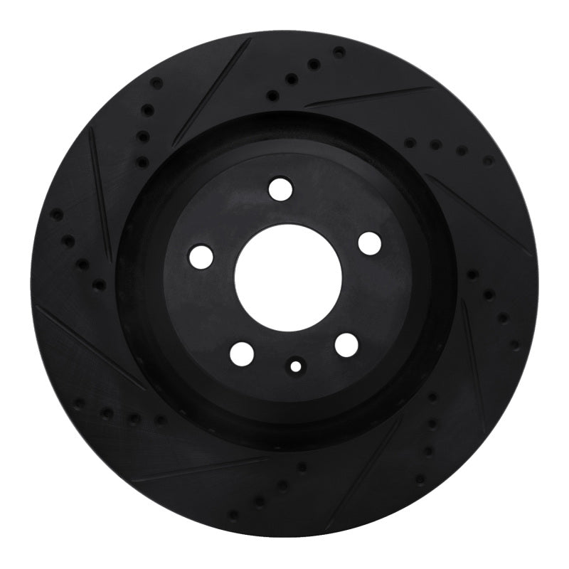 R1 Concepts R1 07-11 Audi S6 Rear Left Drilled & Slotted Black Brake Rotor