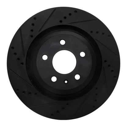 R1 Concepts R1 07-11 Audi S6 Rear Left Drilled & Slotted Black Brake Rotor