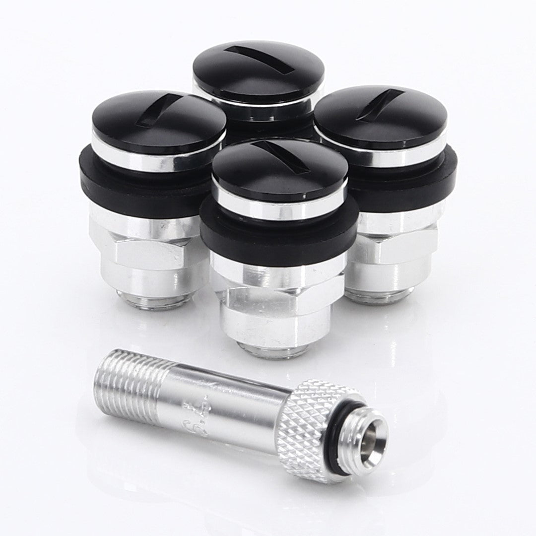 JR Wheels JRAV1-BK Set of Flat aluminum air valves JR v1 - BLACK