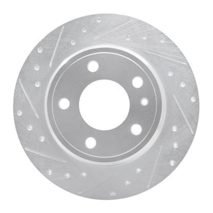R1 Concepts R1 87-92 BMW 735I Rear Left Drilled & Slotted Silver Brake Rotor