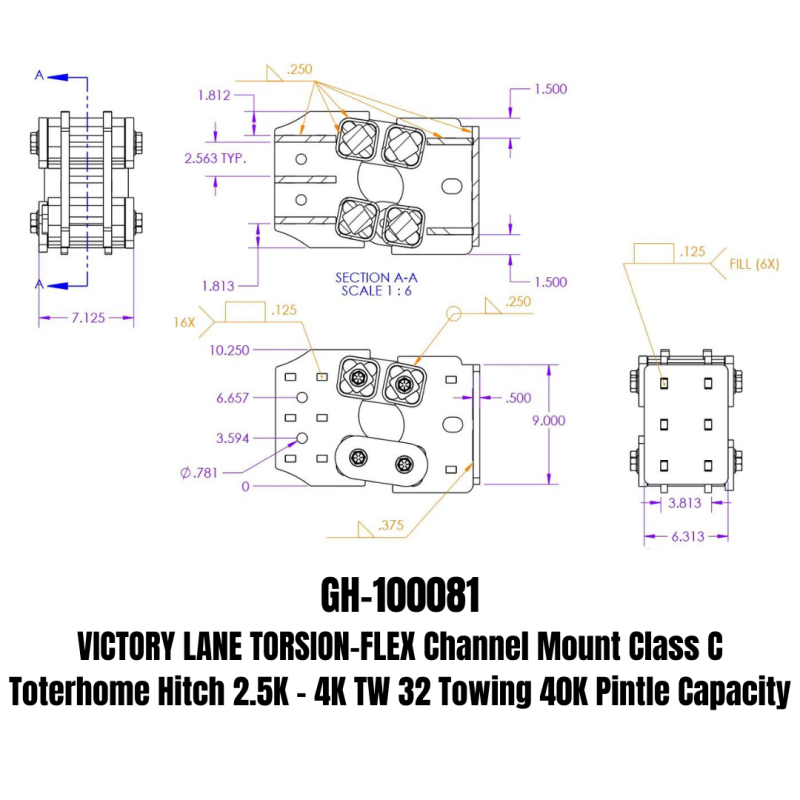 GEN-Y Hitch Gen-Y Victory Lane Torsion-Flex Channel Mount Class C Toterhome Hitch (2.5K-4K TW)