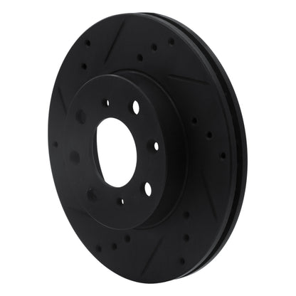 R1 Concepts R1 90-00 Honda Civic Wagon Front Left Drilled & Slotted Black Brake Rotor