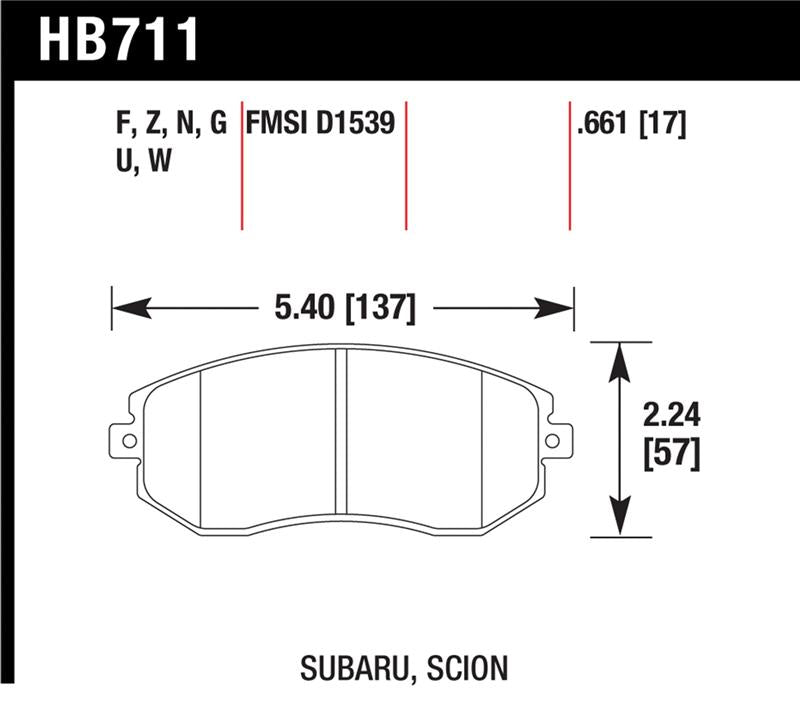 Hawk Performance Hawk 13 Subaru BRZ/13 Legacy 2.5i / 13 Scion FR-S DTC-60 Front Race Brake Pads