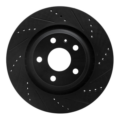 R1 Concepts R1 08-15 Audi TT Quattro RS Rear Right Drilled & Slotted Black Brake Rotor