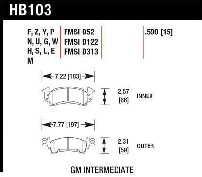 Hawk Performance Hawk 76-77 Chevrolet Camaro LT / 72 Camaro Z28 / 69-81 Camaro DTC-70 Race Front Brake Pads