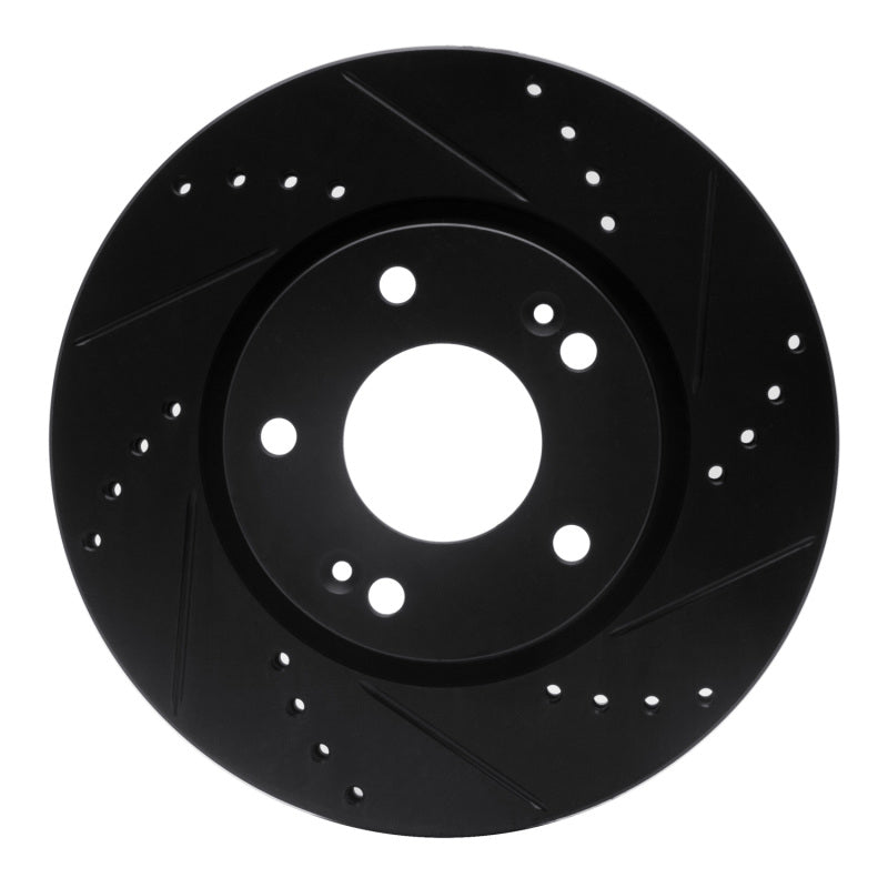 R1 Concepts R1 03-13 Hyundai Elantra Front Right Drilled & Slotted Black Brake Rotor