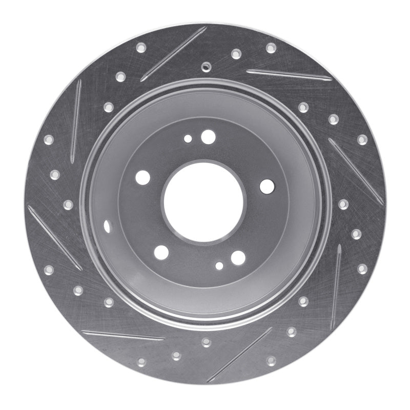 R1 Concepts R1 10-21 Hyundai Santa Fe Rear Right Drilled & Slotted Silver Brake Rotor