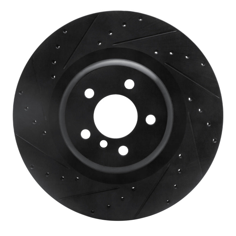 R1 Concepts R1 10-14 BMW X5 Rear Left Drilled & Slotted Black Brake Rotor