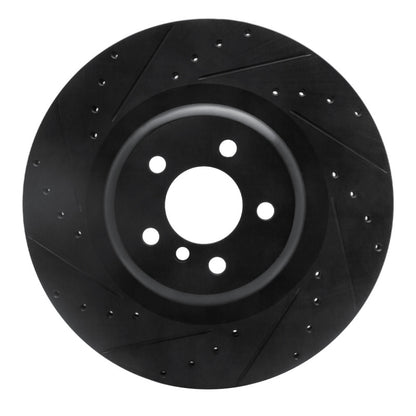 R1 Concepts R1 10-14 BMW X5 Rear Left Drilled & Slotted Black Brake Rotor