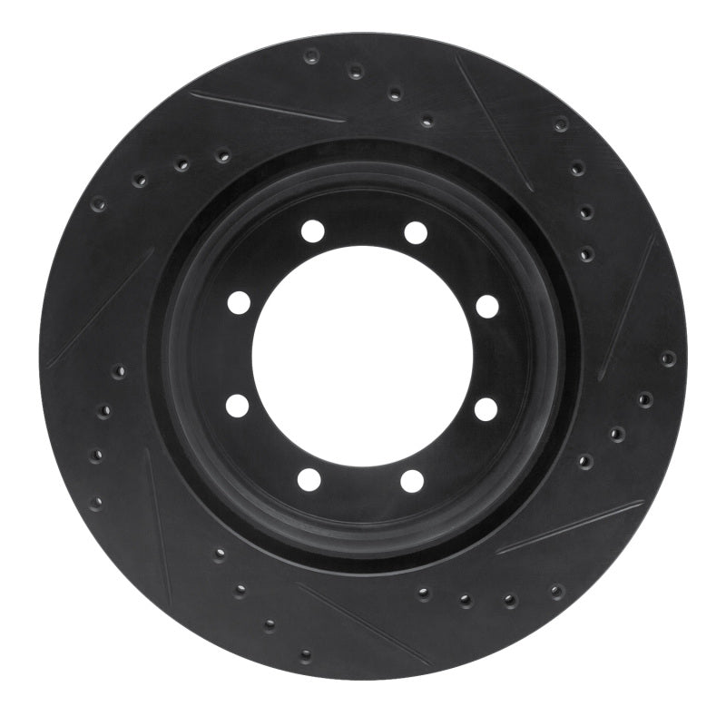 R1 Concepts R1 05-12 Ford F-350 Super Duty 4WD Rear Left Drilled & Slotted Black Brake Rotor