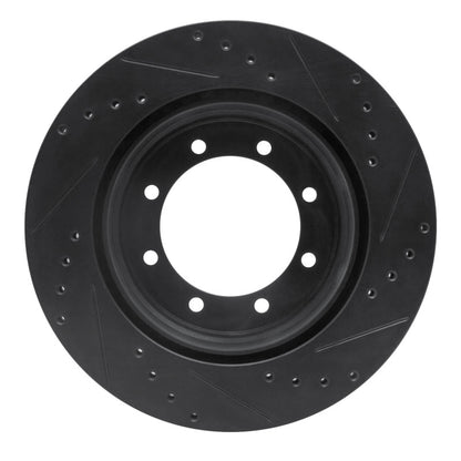R1 Concepts R1 05-12 Ford F-350 Super Duty 4WD Rear Left Drilled & Slotted Black Brake Rotor