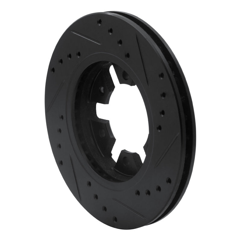 R1 Concepts R1 85-97 Nissan 720 DATSUN Front Left Drilled & Slotted Black Brake Rotor