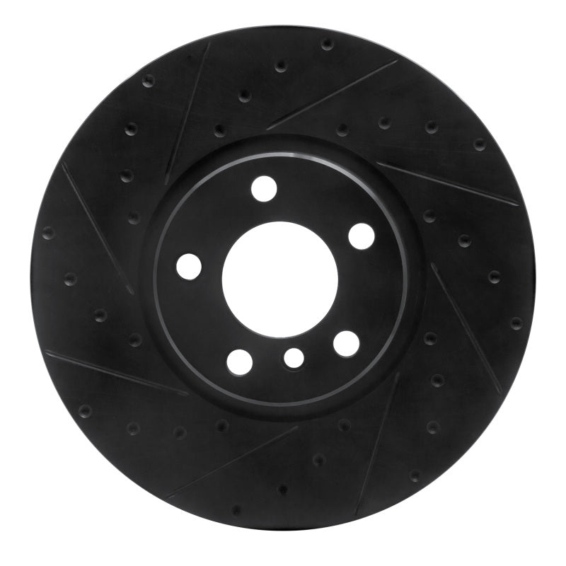 R1 Concepts R1 16-18 BMW X4 Left Front Drilled & Slotted Black Brake Rotor