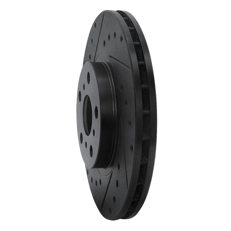 R1 Concepts R1 90-93 Toyota Celica Front Left Drilled & Slotted Black Brake Rotor