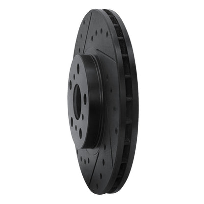 R1 Concepts R1 90-93 Toyota Celica Front Left Drilled & Slotted Black Brake Rotor