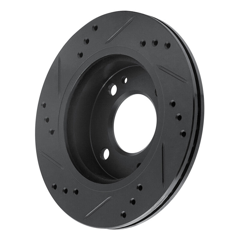 R1 Concepts R1 14-15 Mitsubishi Mirage Front Right Drilled & Slotted Black Brake Rotor