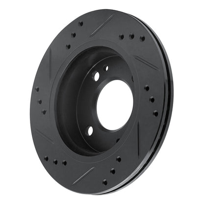 R1 Concepts R1 14-15 Mitsubishi Mirage Front Right Drilled & Slotted Black Brake Rotor