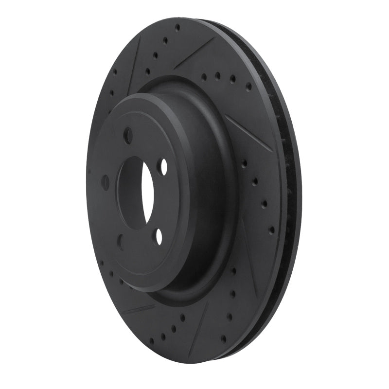 R1 Concepts R1 06-23 Dodge Charger Rear Left Drilled & Slotted Black Brake Rotor
