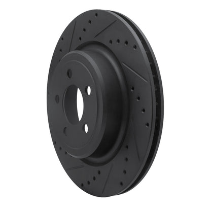 R1 Concepts R1 06-23 Dodge Charger Rear Left Drilled & Slotted Black Brake Rotor