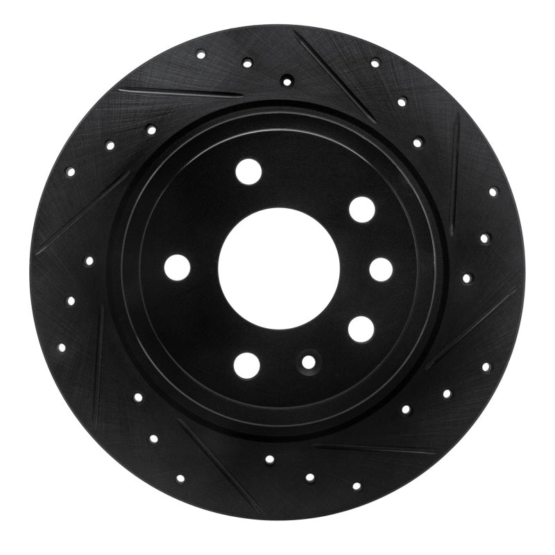 R1 Concepts R1 99-10 Saab 9-5 Rear Right Drilled & Slotted Black Brake Rotor
