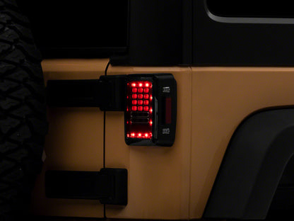 Raxiom 07-18 Jeep Wrangler JK Axial Series LED Tail Lights- Black Housing (Clear Lens)