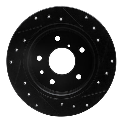 R1 Concepts R1 89-91 Mazda RX-7 Rear Left Drilled & Slotted Black Brake Rotor