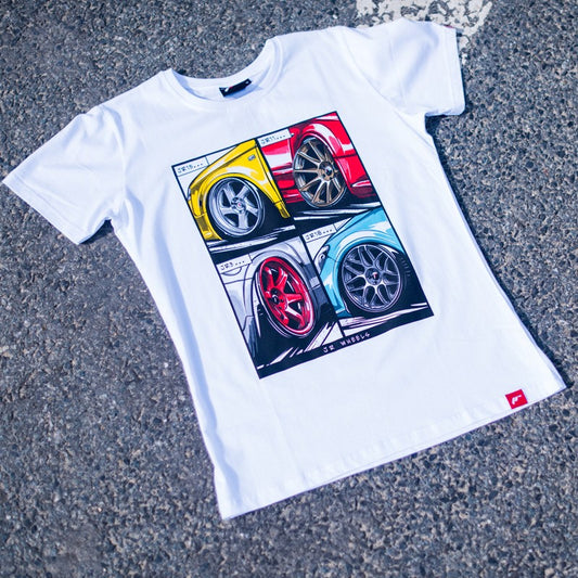 JR Wheels TSHIRT-MJRMIXW-S JR Men's T-Shirt MIX White Size S