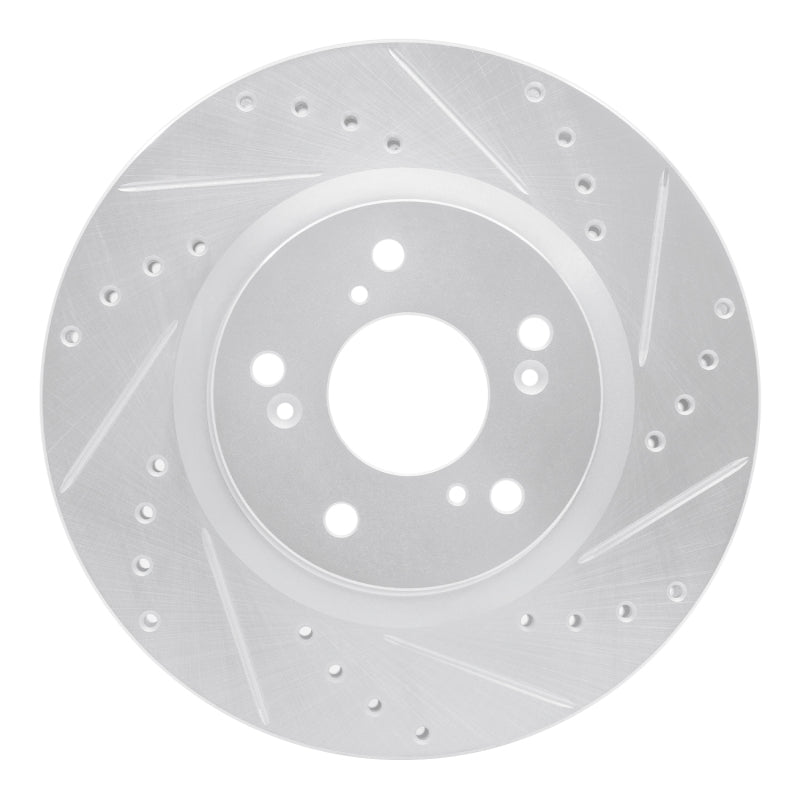 R1 Concepts R1 12-16 Honda CR-V Front Right Drilled & Slotted Silver Brake Rotor