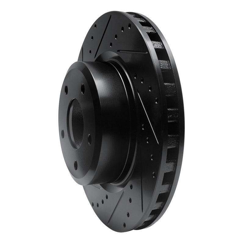 R1 Concepts R1 05-06 Pontiac GTO Front Left Drilled & Slotted Black Brake Rotor