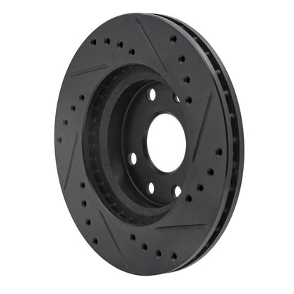 R1 Concepts R1 90-93 Asuna SUNFIRE Front Left Drilled & Slotted Black Brake Rotor