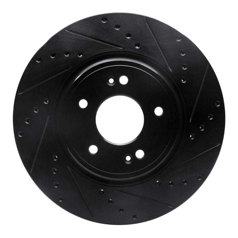 R1 Concepts R1 18-23 Genesis G70 Front Right Drilled & Slotted Black Brake Rotor