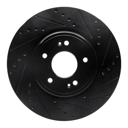 R1 Concepts R1 18-23 Genesis G70 Front Right Drilled & Slotted Black Brake Rotor