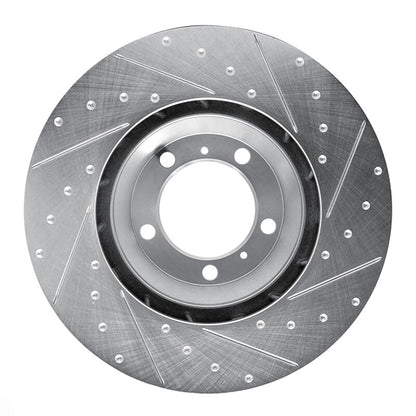 R1 Concepts R1 17-23 Porsche Panamera Left Front Drilled & Slotted Silver Brake Rotor