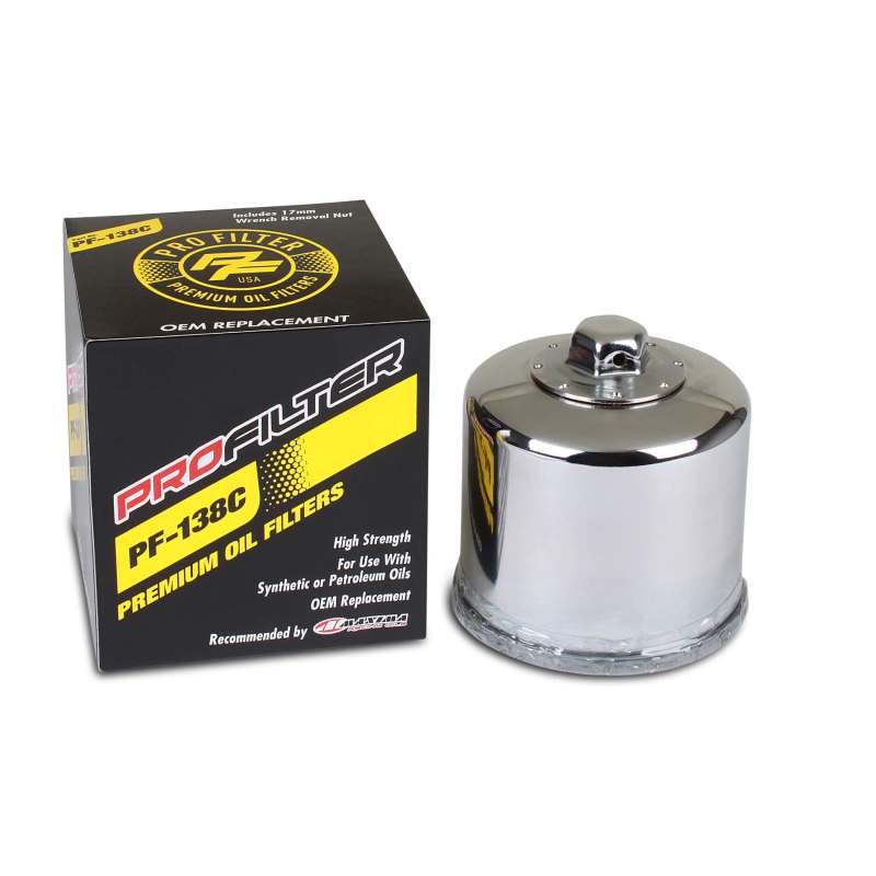 ProFilter Aprilia/Arctic Cat/Kawasaki/Suzuki Spin-On/Chrome/Various Performance Oil Filter - Single