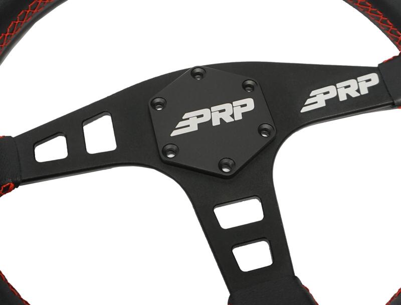 PRP Seats PRP Flat Leather Steering Wheel - Red