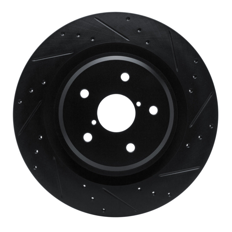 R1 Concepts R1 -25 Subaru Ascent Rear Right Drilled & Slotted Black Brake Rotor