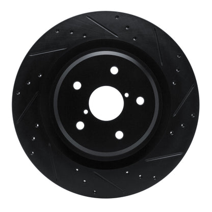 R1 Concepts R1 -25 Subaru Ascent Rear Right Drilled & Slotted Black Brake Rotor