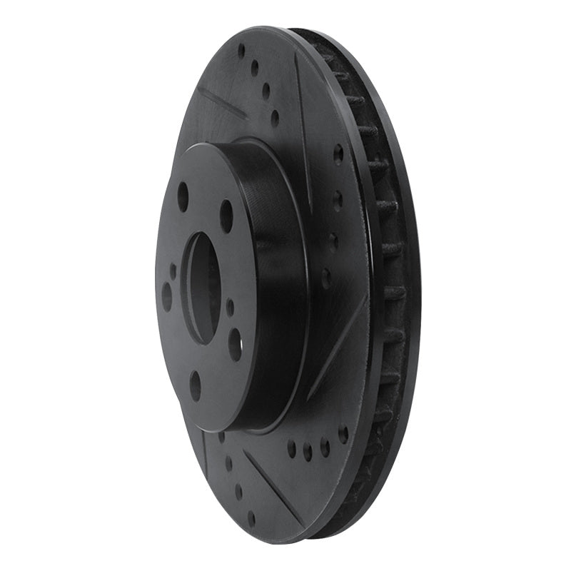 R1 Concepts R1 94-00 Toyota Celica Front Right Drilled & Slotted Black Brake Rotor