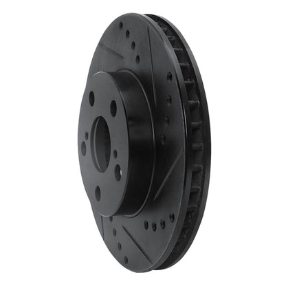 R1 Concepts R1 94-00 Toyota Celica Front Right Drilled & Slotted Black Brake Rotor