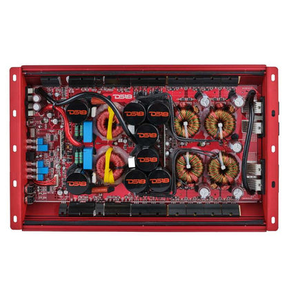 DS18 1-Channel Amp 9200 Burst/0.5ohm 5000/1ohm 3500/2ohm 2200/4ohm Watts RMS w/ Voltmeter Red